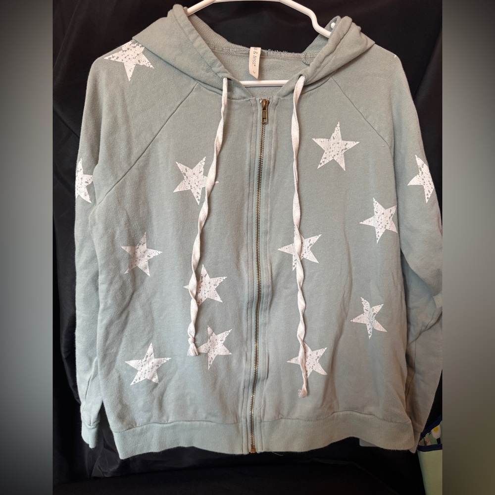 Mia & Tess Zipper Hoodie with White Accents
